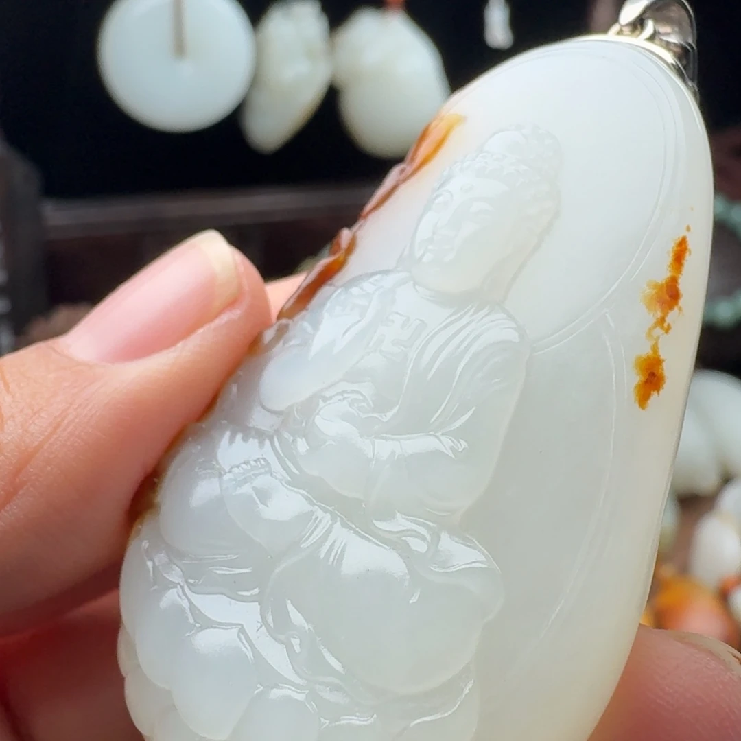 健***着和田玉未镶嵌挂件佛祖