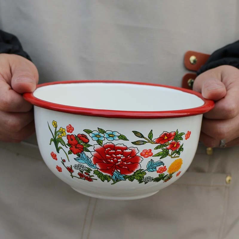 小清新复古耐摔防霉珐琅搪瓷深碗家用汤碗米饭碗儿童碗家庭装饭碗