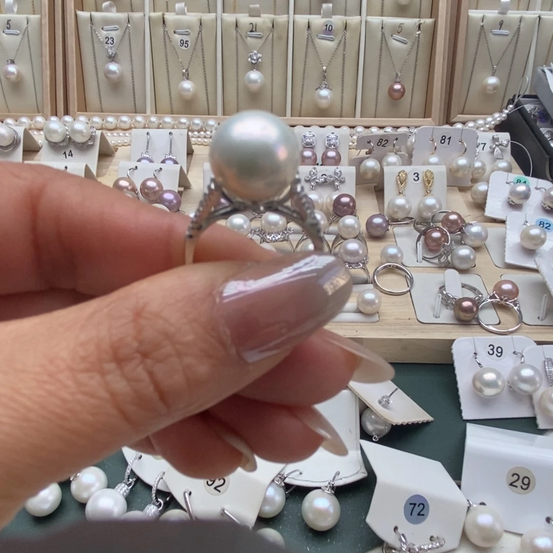 瞅****颈饰淡水珍珠银S925镶嵌