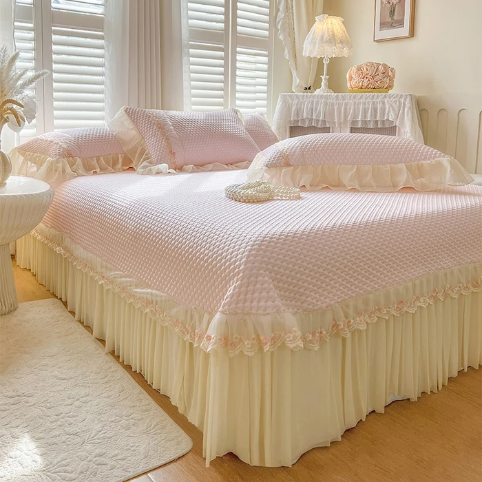 2025新款法式高级凉豆豆凉席床盖-花漾