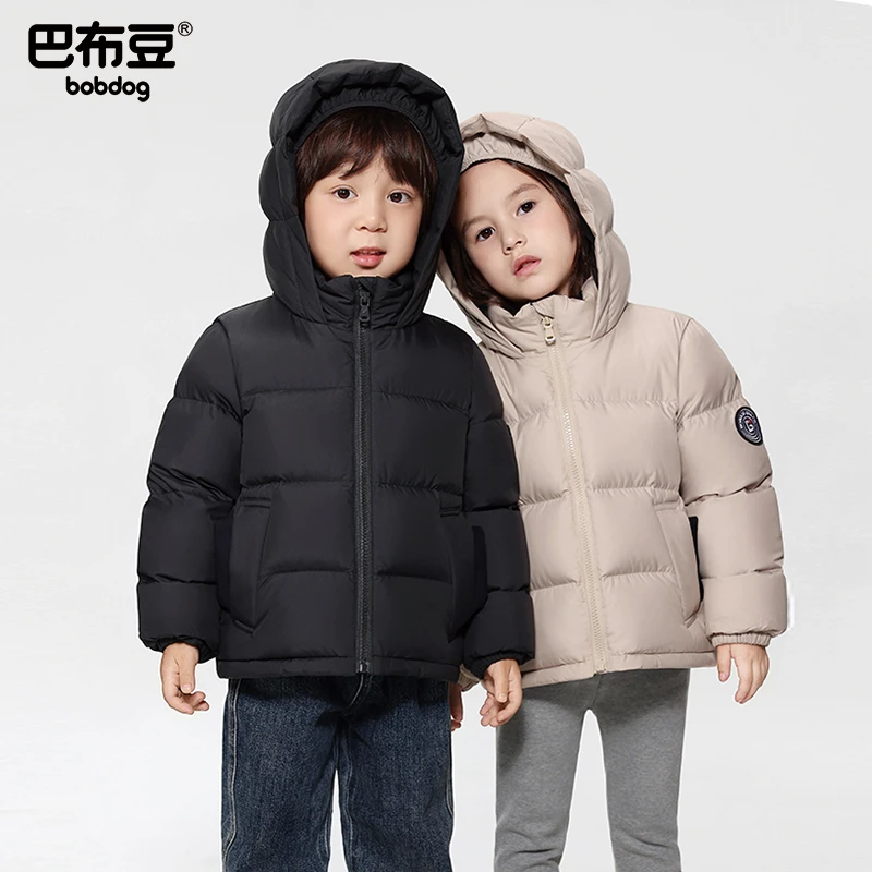 Bobdog/巴布豆户外休闲羽绒服男女童新款秋冬季加厚儿童防风外套