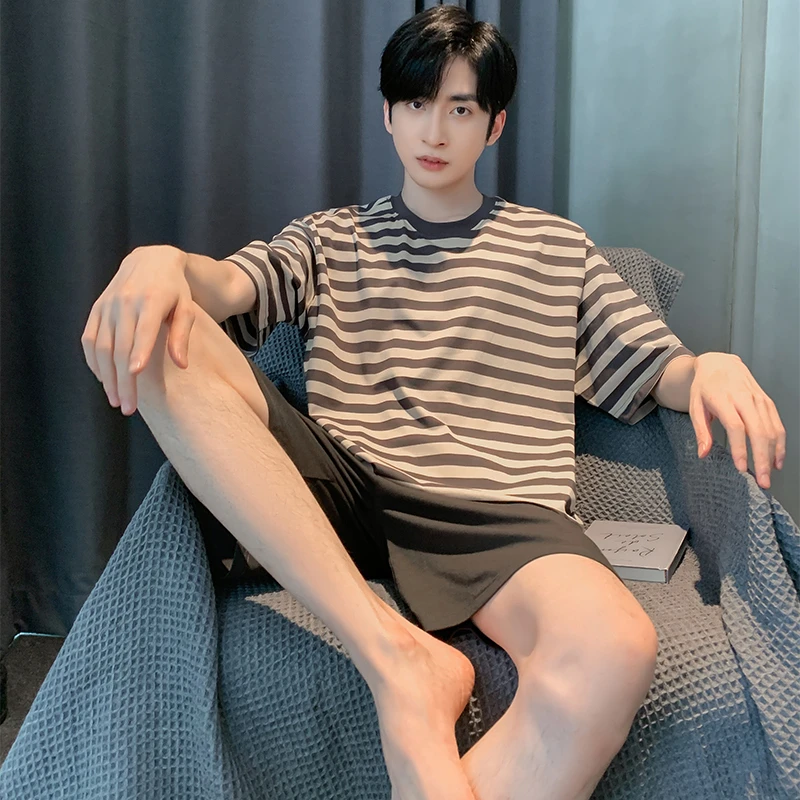 夏季新款高档莫代尔男士睡衣夏天短袖凉感加大码薄款男男士家居服