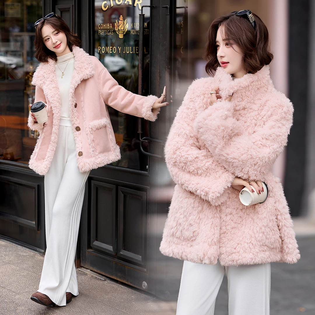 皮毛一体毛毛外套女秋冬季新款双面穿气质高级感加绒加厚保暖上衣