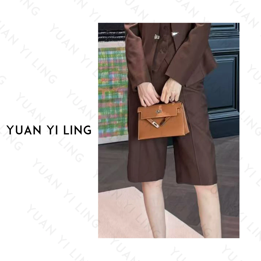 袁艺灵【氛围博主】25夏季上新羊毛中腰直筒中缝女时尚西装五分中裤