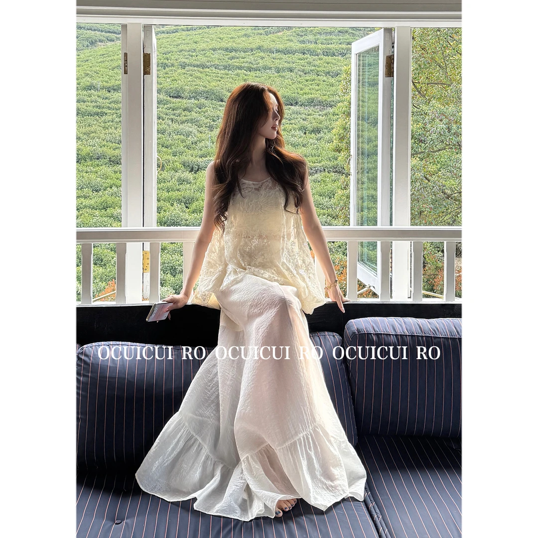 CUI CUI 崔崔【风吟衫】夏季新款圆领无袖云朵上衣独特小众气质套装