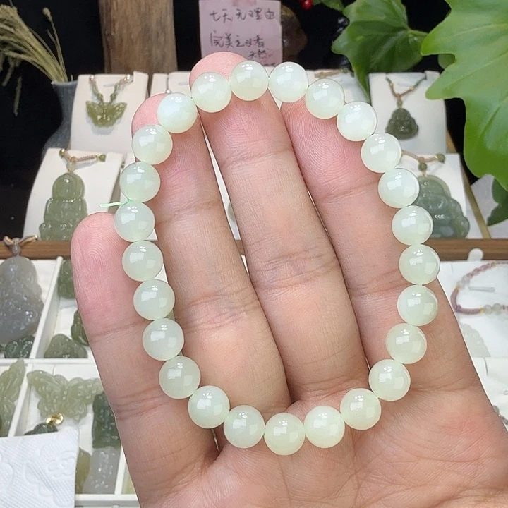 和田玉未镶嵌项圈卡8手串