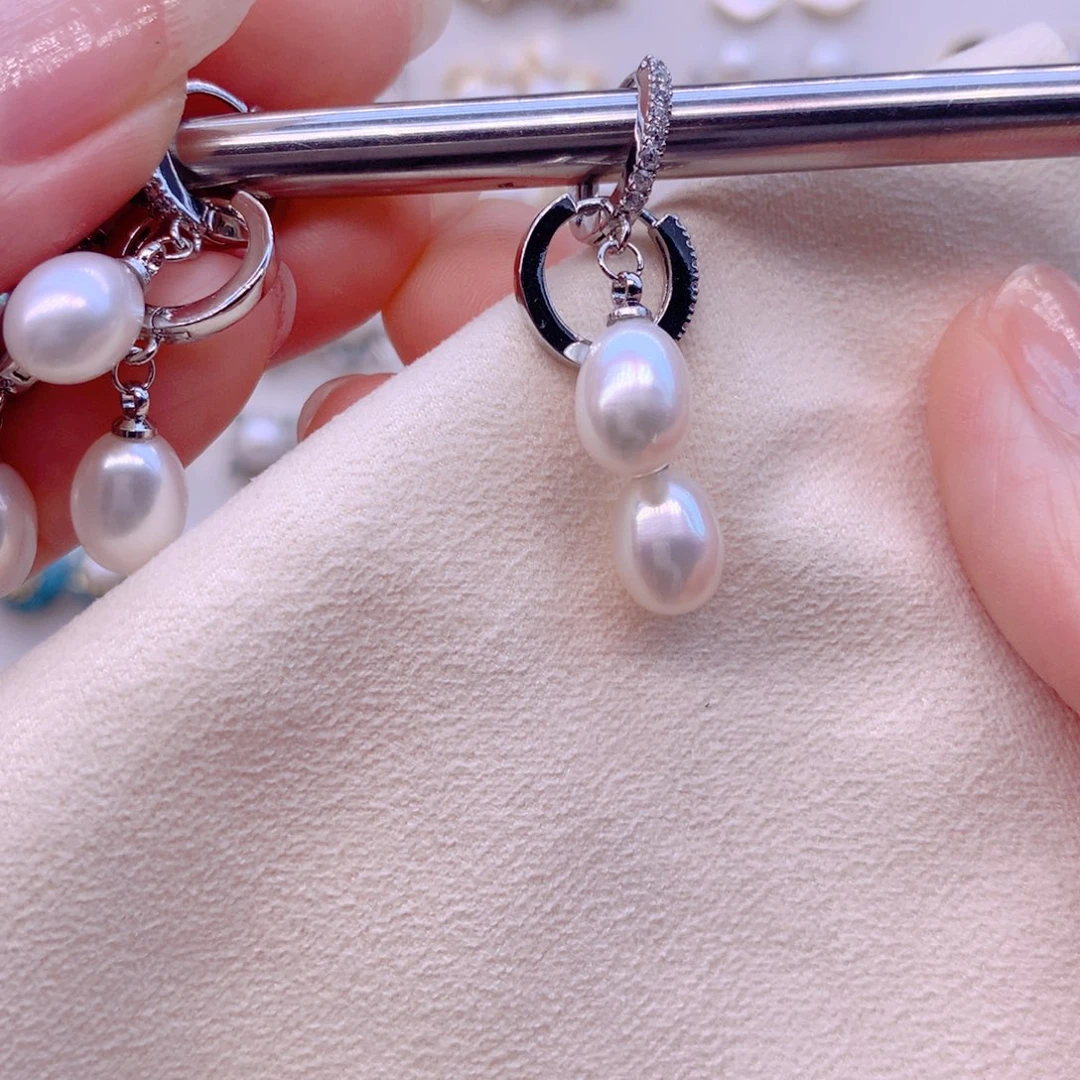 合金淡水珍珠耳饰