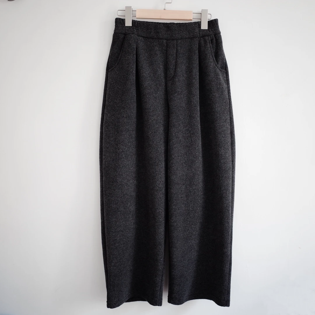 【深麻灰】绵羊毛桑蚕丝宽松直筒弯刀裤