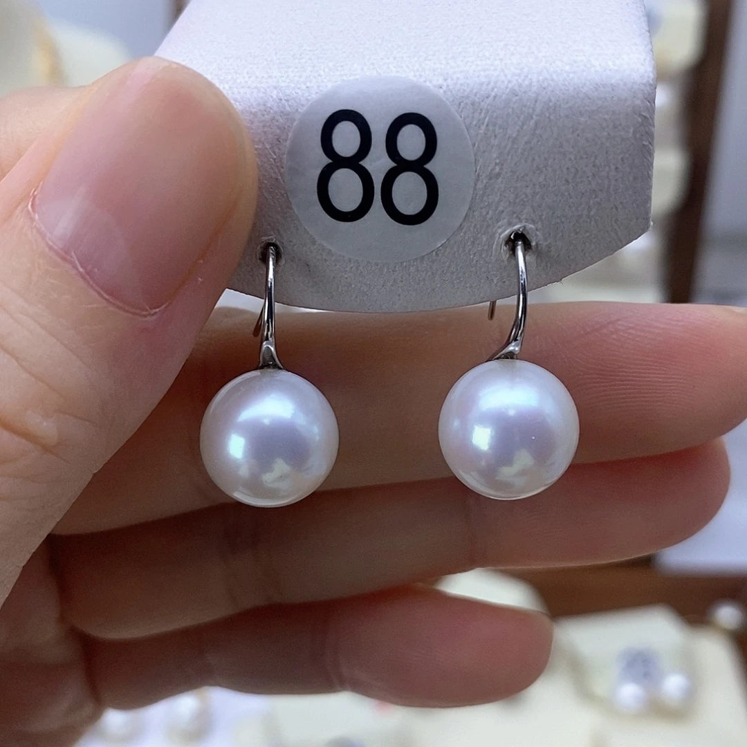 银S925镶嵌耳饰淡水珍珠