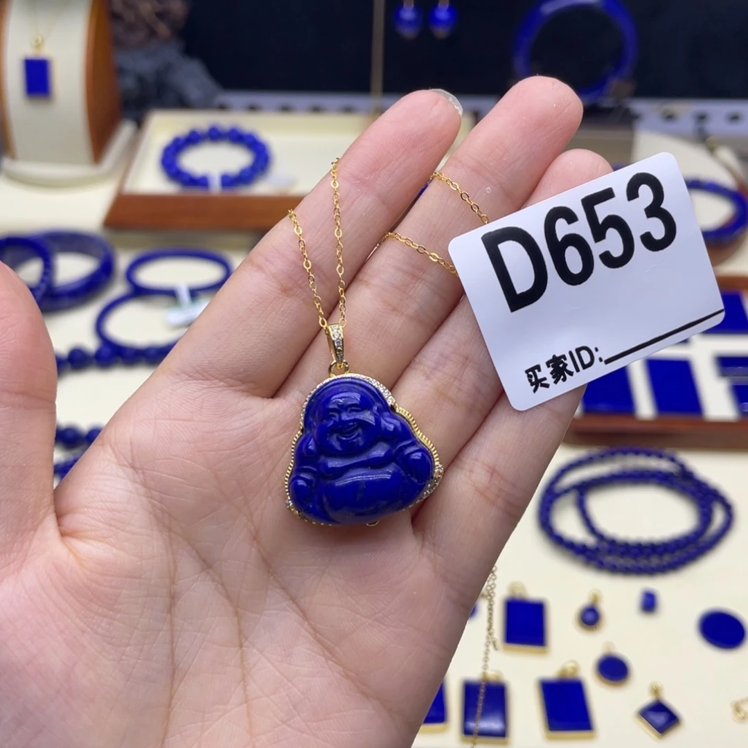 银S925镀金镶嵌青金石吊坠佛公