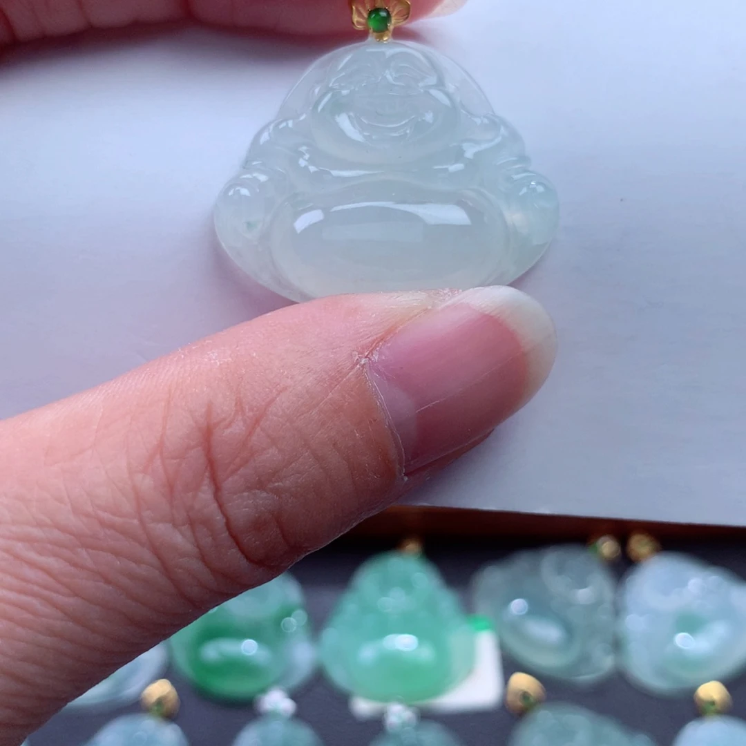 翡翠吊坠(不含链)18K金镶嵌