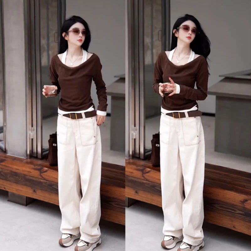 2025秋季新款设计感一整套时尚百搭长袖上衣女休闲阔腿裤两件套装