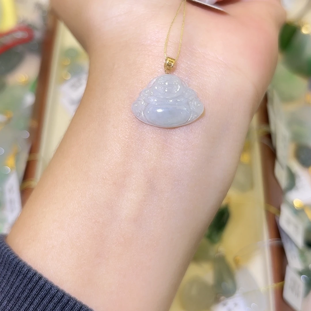 翡翠18K金镶嵌颈饰佛公