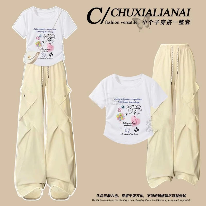 2025超火初夏穿搭休闲短袖套装女又酷又飒工装裤小众不撞款两件套