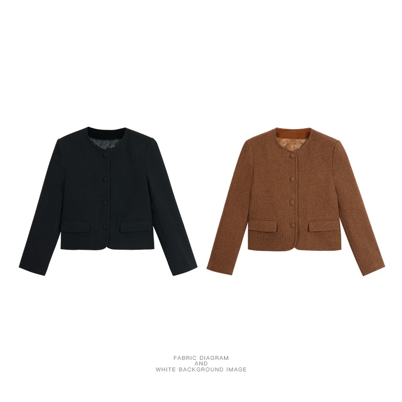 pusumede小香风女短款短外套复古外套秋冬时尚女装百搭PSW29053