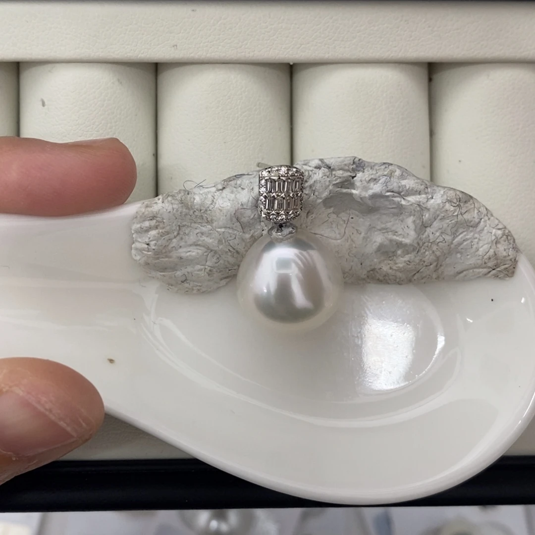 定制海水珍珠未镶嵌裸珠澳白珍珠极光14.5