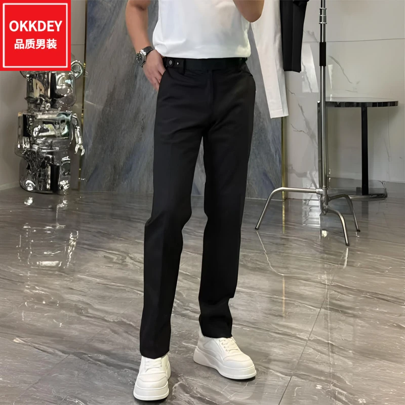 夏季新款男士休闲裤高级感时尚百搭西装裤商务轻奢修身小直筒长裤