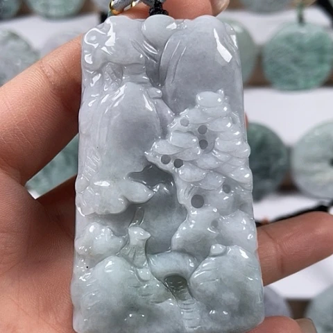 翡翠颈饰未镶嵌山水牌福利