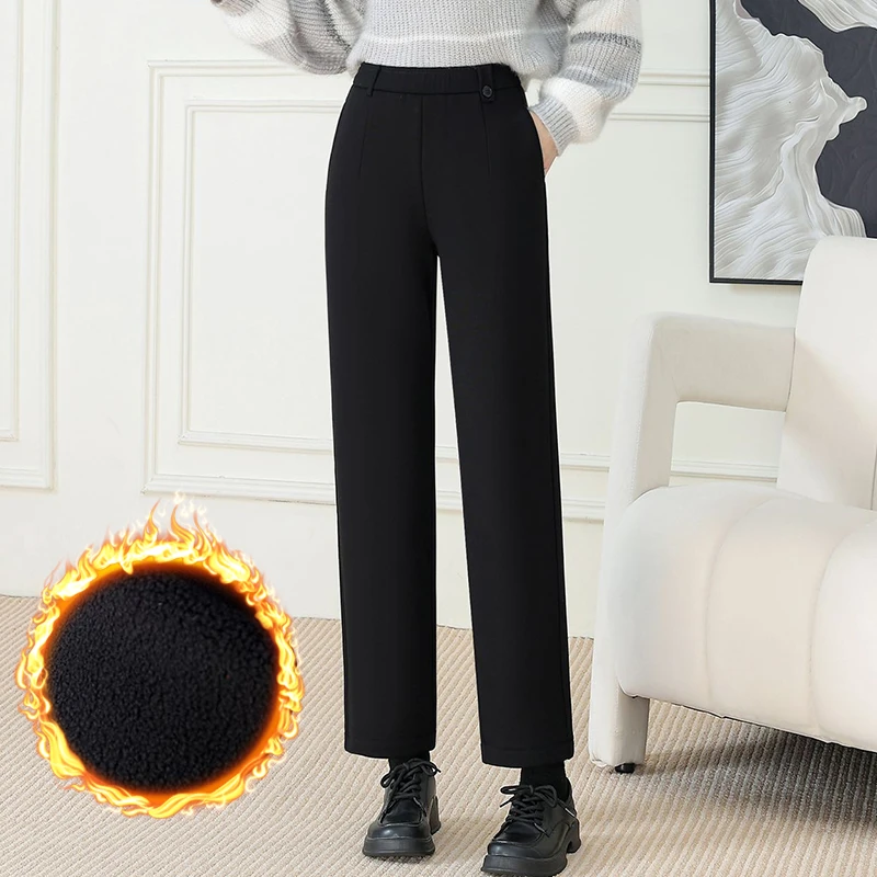 9095 秋冬新款宽松显瘦高腰通勤女士休闲百搭大码小脚长裤子