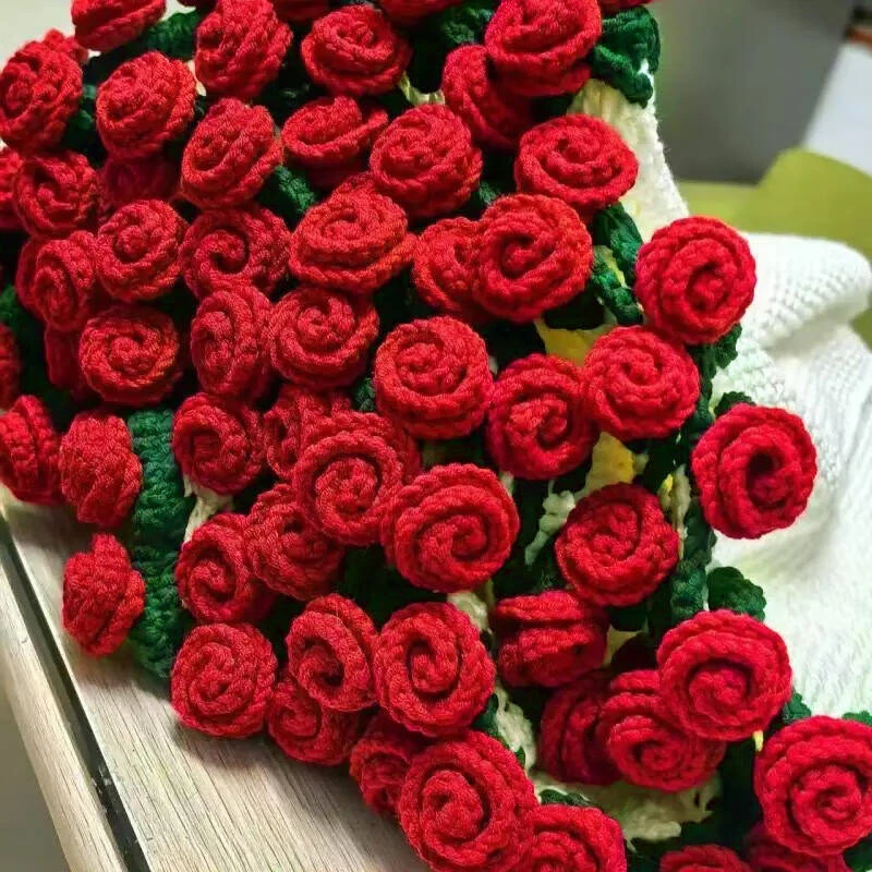 【品牌毛线】玫瑰花束抱毯夏凉毯牛奶棉手工编织送礼材料包教程