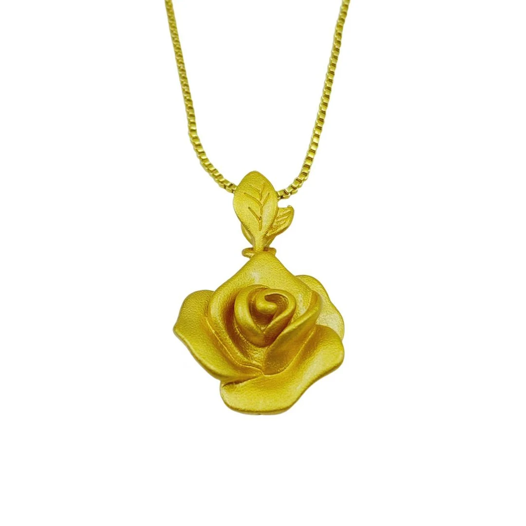 合金吊坠 轻奢玫瑰花项链Y1704-A