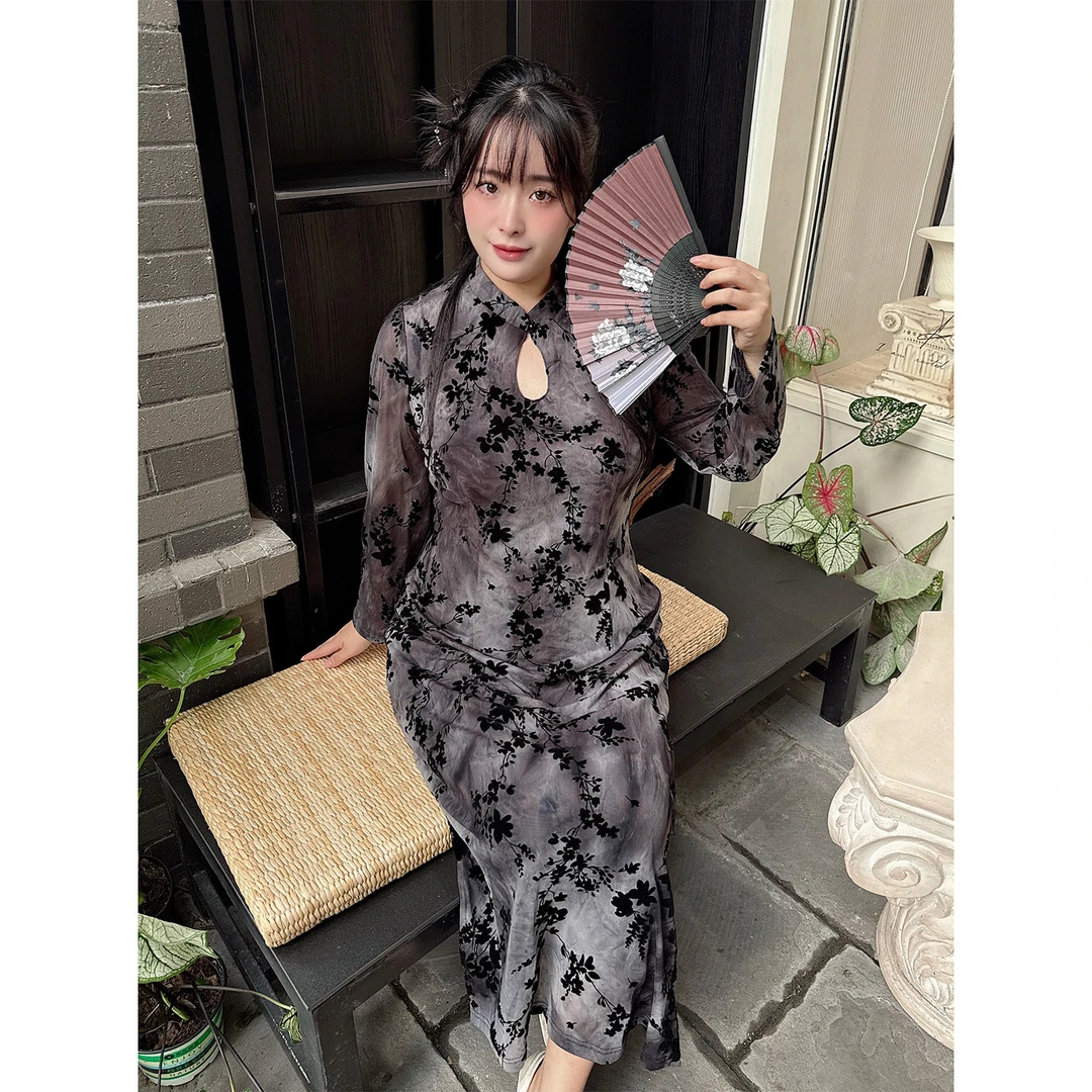 51671民国风中式复古改良裙2025秋季新款气质日常年轻款大码旗袍