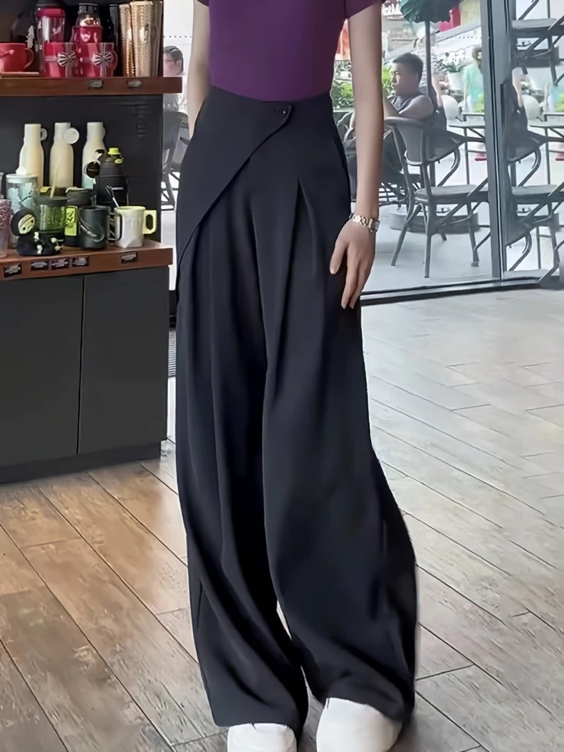 《那木》蓉蓉家2025春季新款不规则拼贴设计感休闲西装裤女阔腿裤