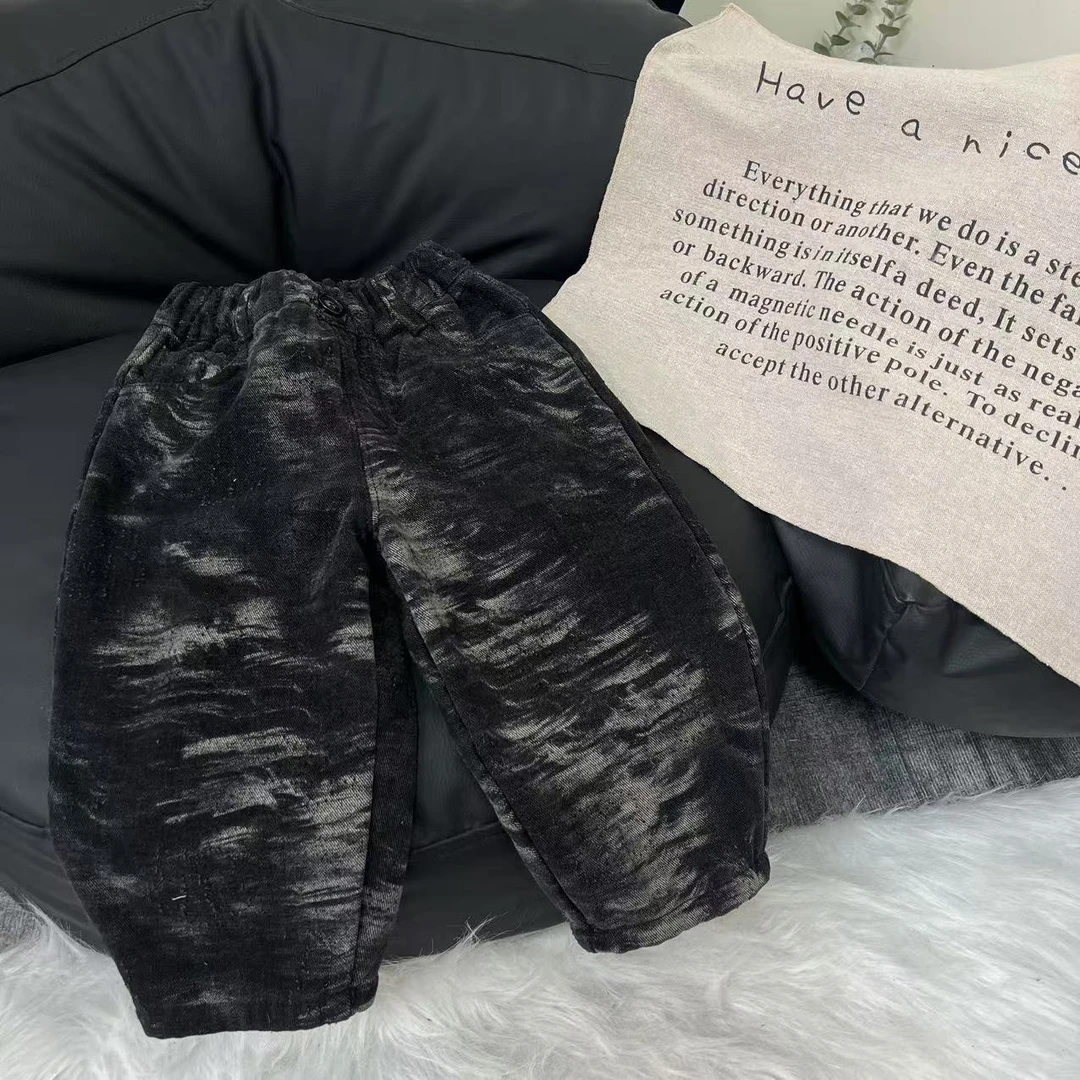 L273韩版加绒晕染牛仔裤