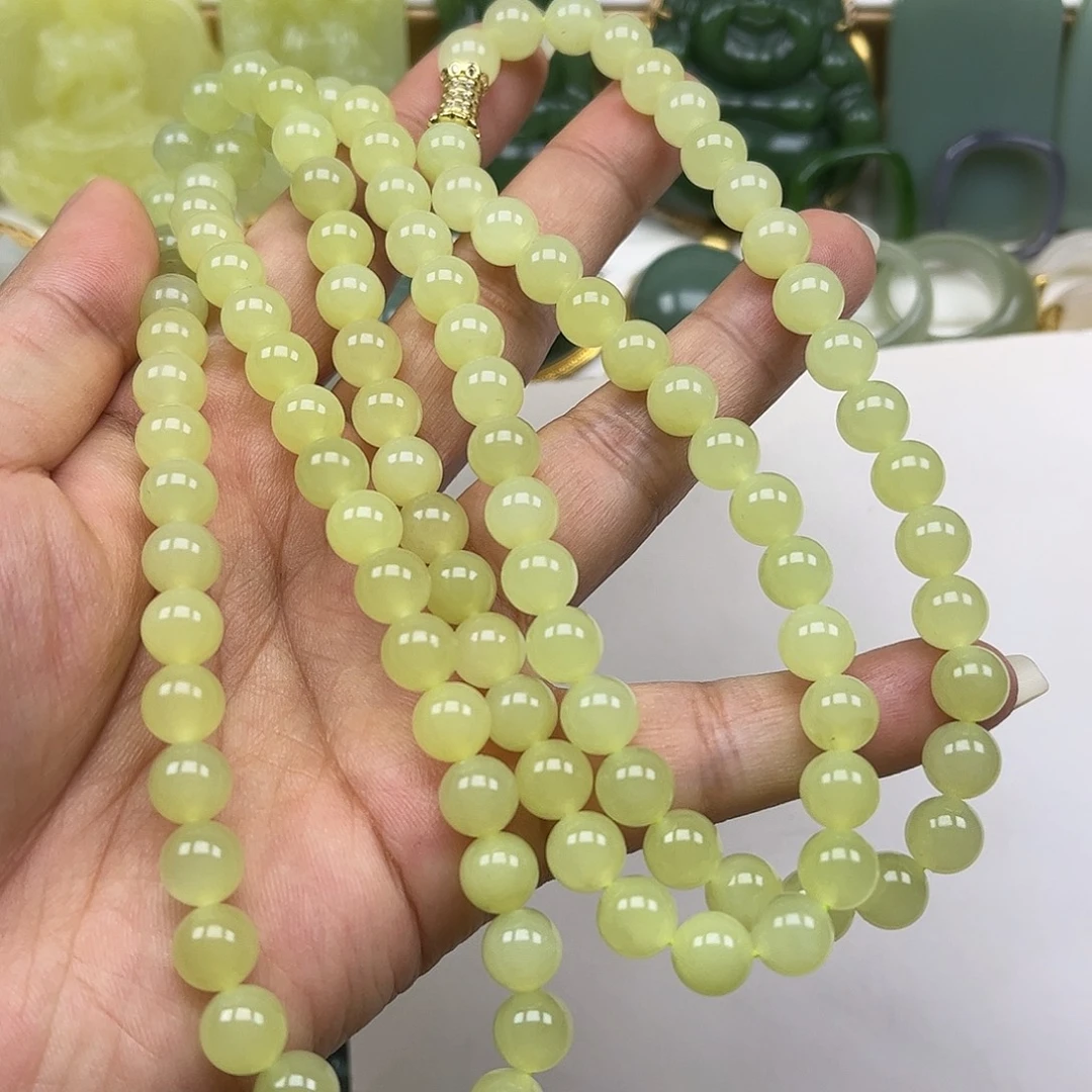 和田玉未镶嵌项链108颗卡8