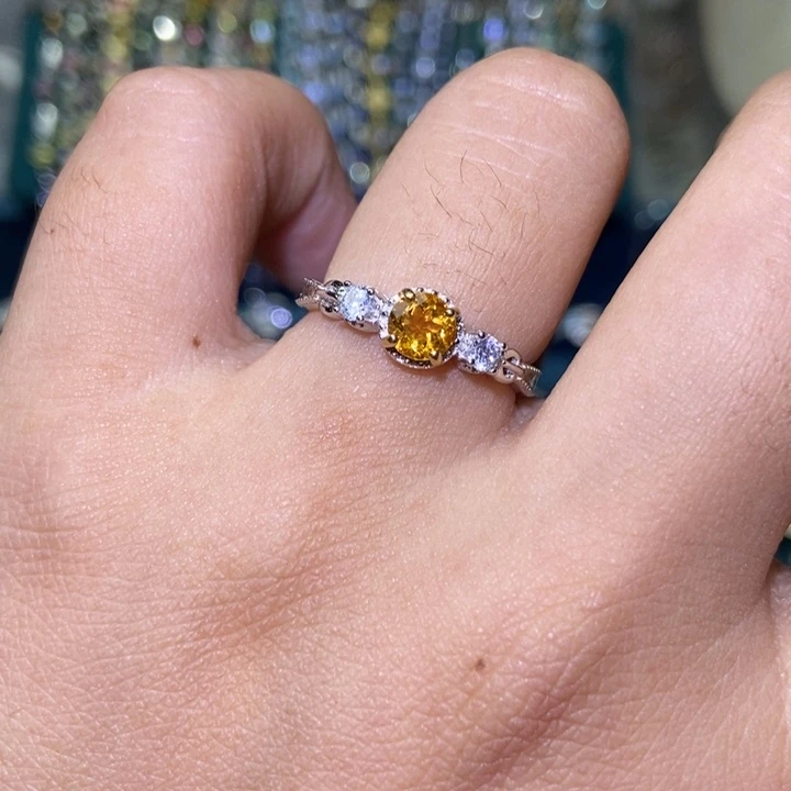 黄晶银S925镶嵌戒指