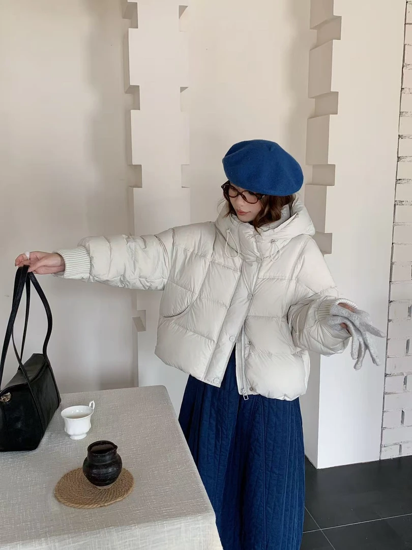 新款90白鸭绒羽绒服女2025韩版冬季宽松连帽加厚保暖短款ZB0060