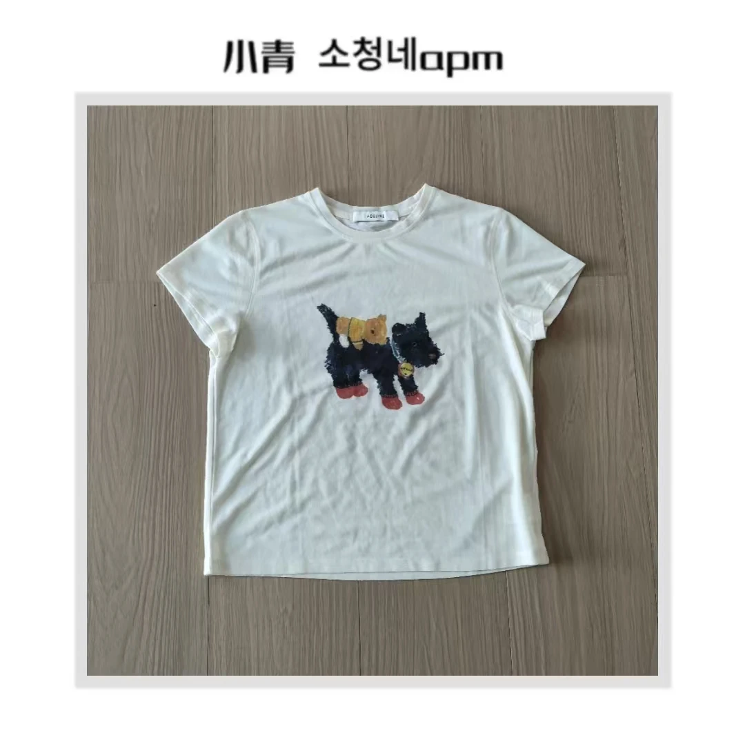 韩国东大门 ADE/小狗背小熊T恤