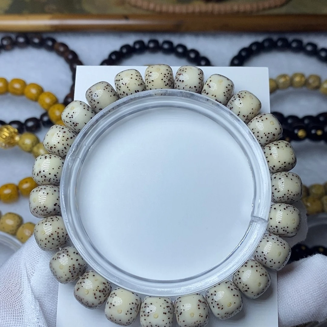 手串星月菩提10灰冰通体留白