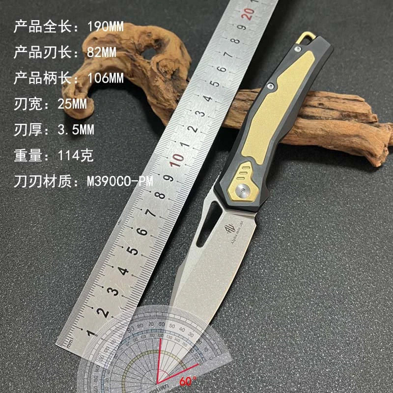 金蛇-钛合金柄M390钢材高耐腐蚀性户外高硬度高端折叠刀收藏刀