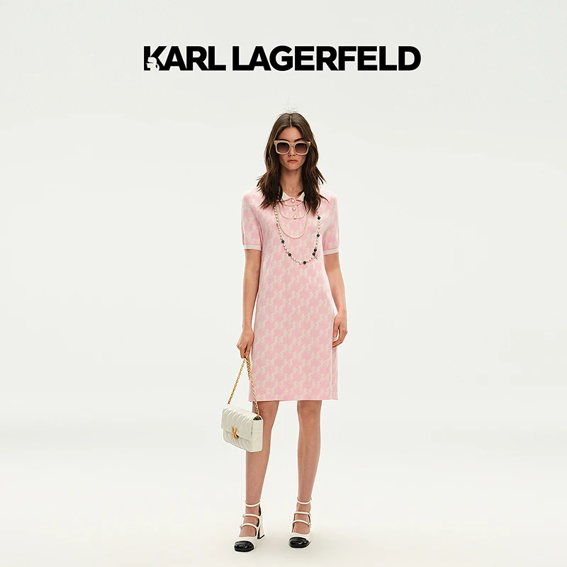 【大可专属】KARLLAGERFELD新款撞色连衣裙老佛爷M22E13H7