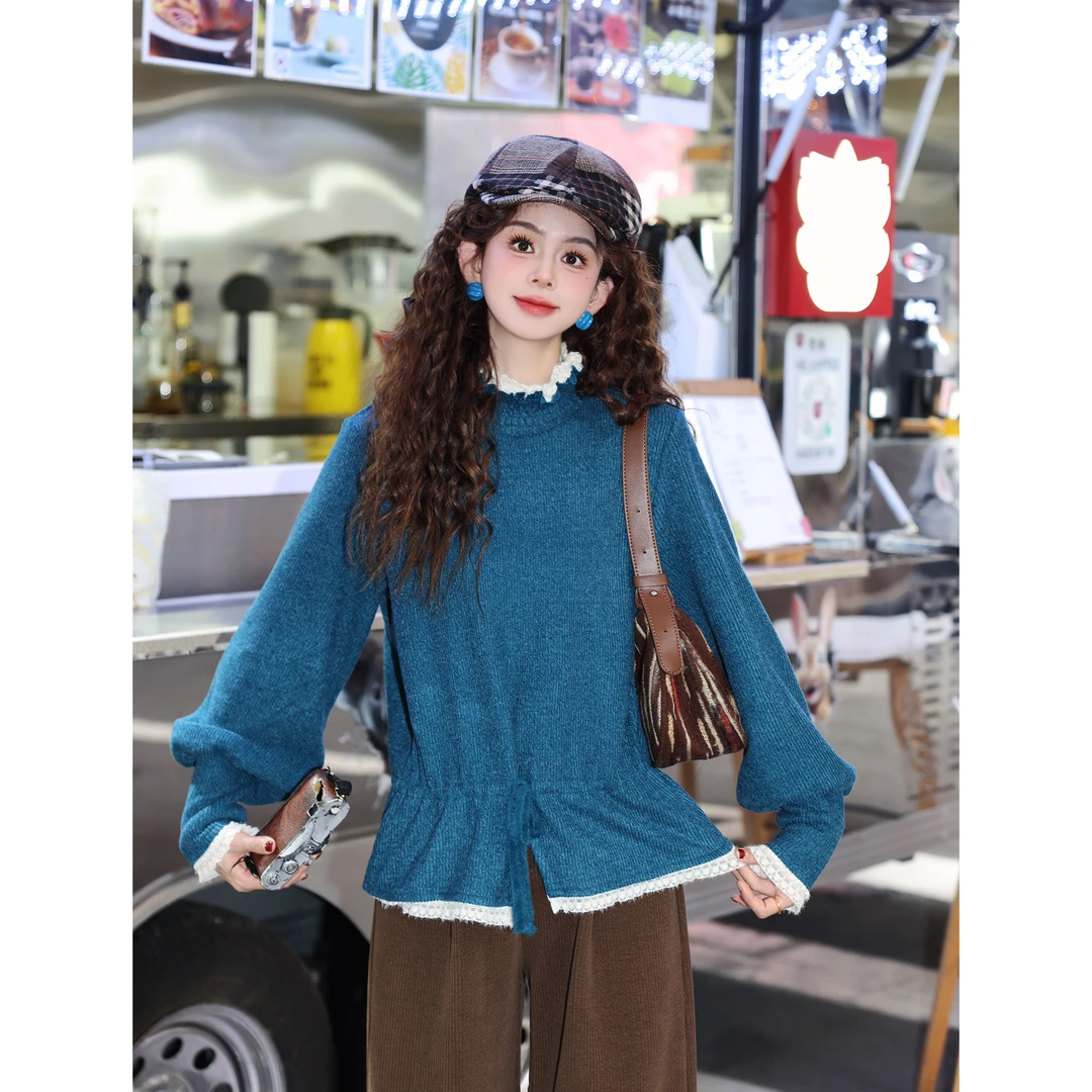 陈大器【青瓷凝雨】港风复古秋冬宽松百搭针织衫内搭上衣JP3629276