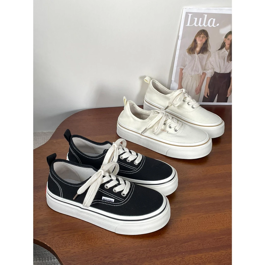 厚底帆布鞋女夏季新款超火百搭休闲鞋韩版低帮松糕板鞋潮