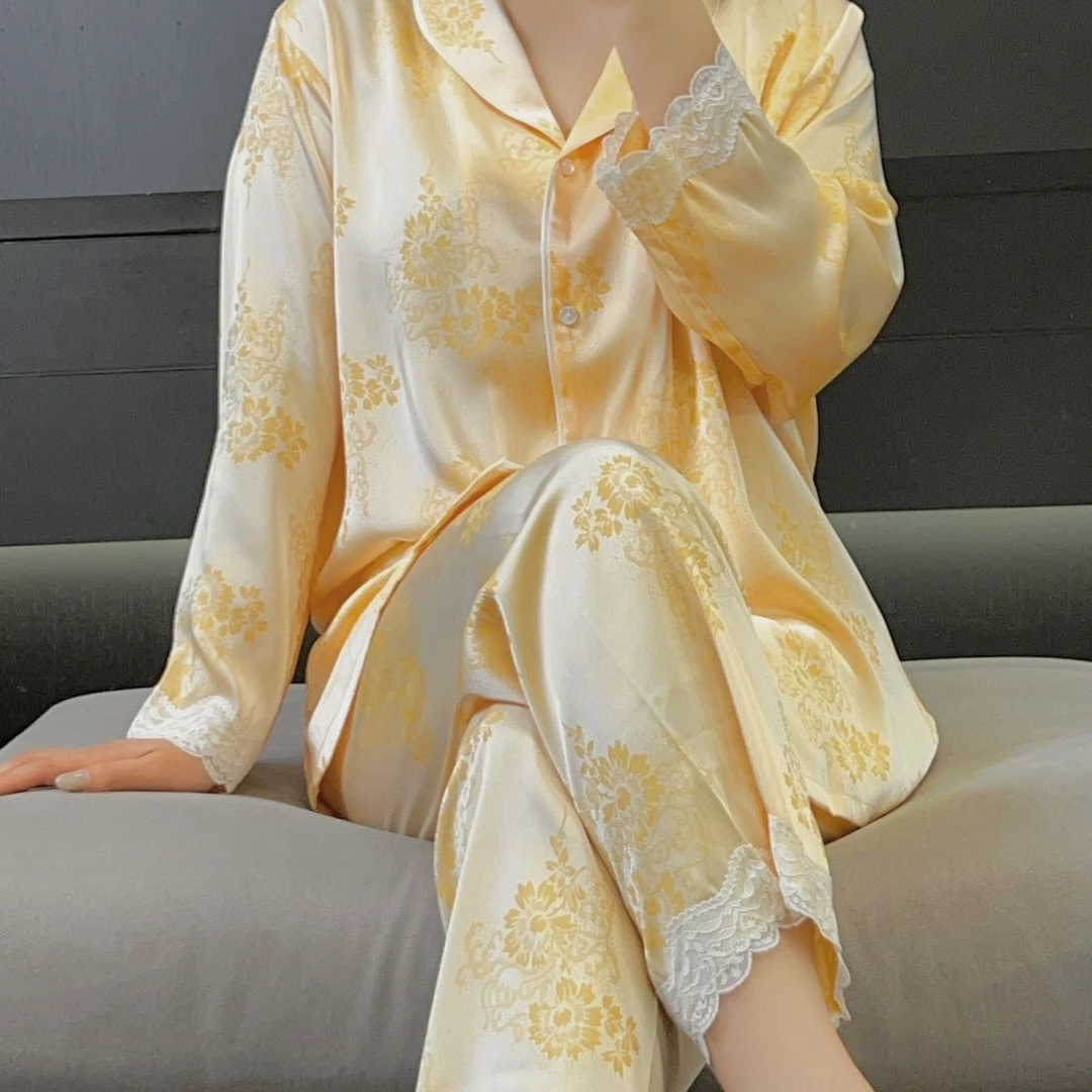 高级感冰丝睡衣女春夏季2025新款短袖长裤可外穿家居服时尚两件套