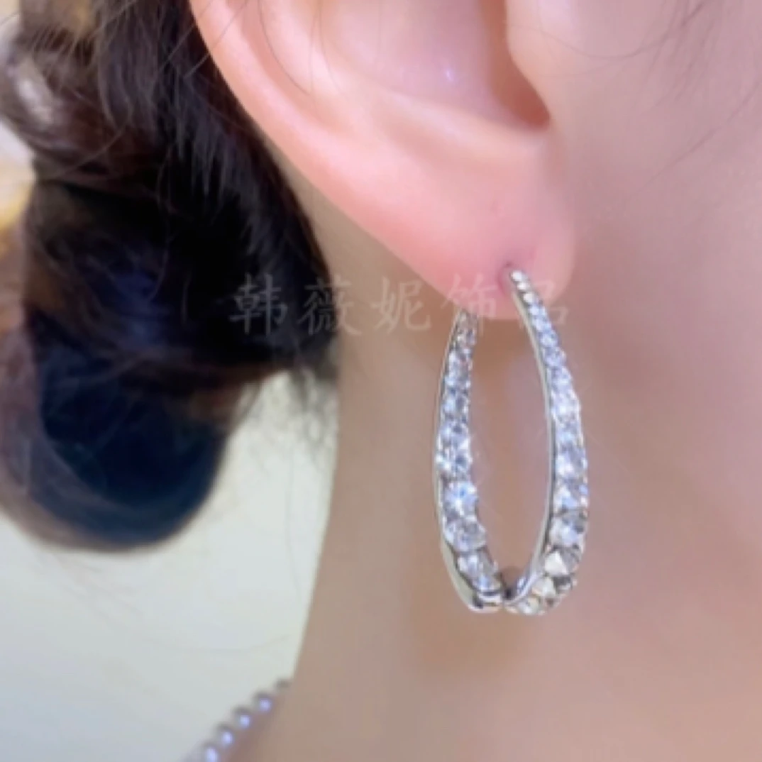 铜合金合成锆石耳饰 【余生有你】经典个性简约交叉鱼尾耳环535