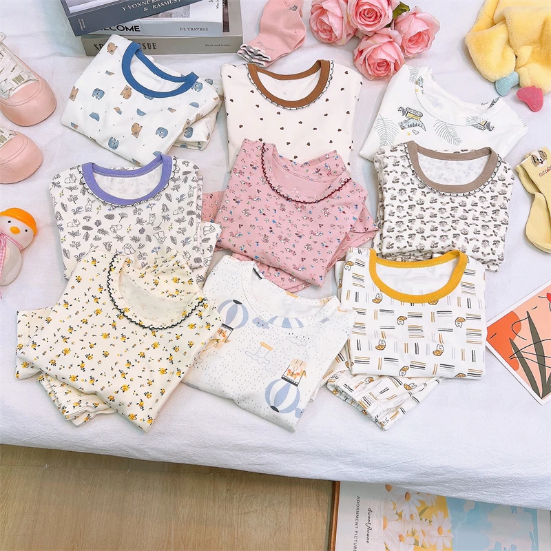 【7A抗菌】儿童春秋季纯棉无骨莱卡家居服套装男女宝居家秋衣秋裤