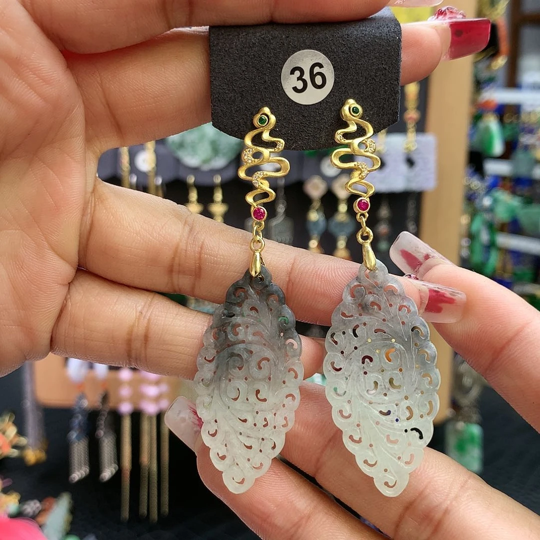 【闪购商品】翡翠耳饰银S925镶嵌耳坠