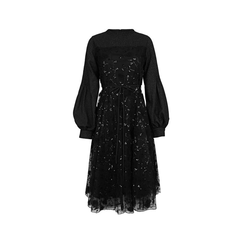 圣迪奥冬季高端轻奢气质优雅系带显瘦女装连衣裙S234Z12E8