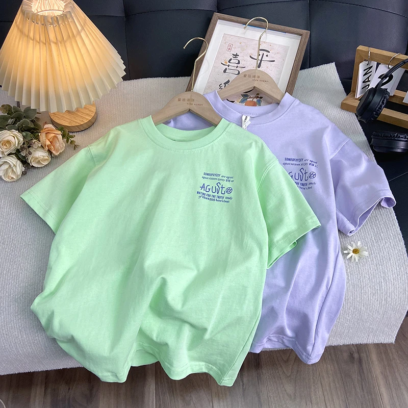 佑妈家童装 男女童夏款短袖 中大童纯棉T恤 儿童卡通短t
