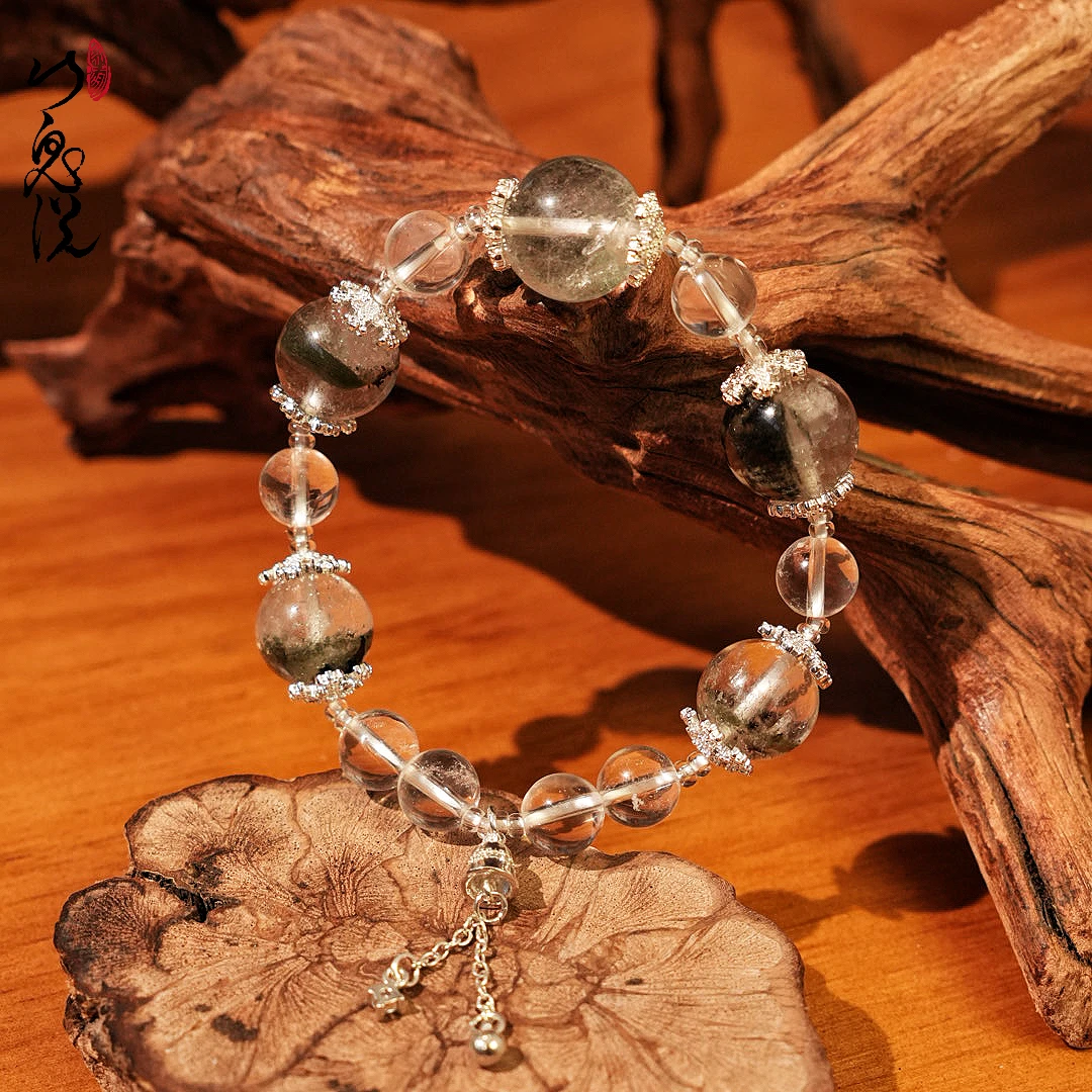 【山鬼说】天然绿幽灵水晶收藏级经典手串女款