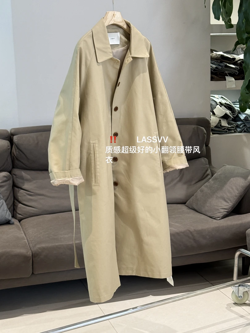LASSVV翻领长款风衣