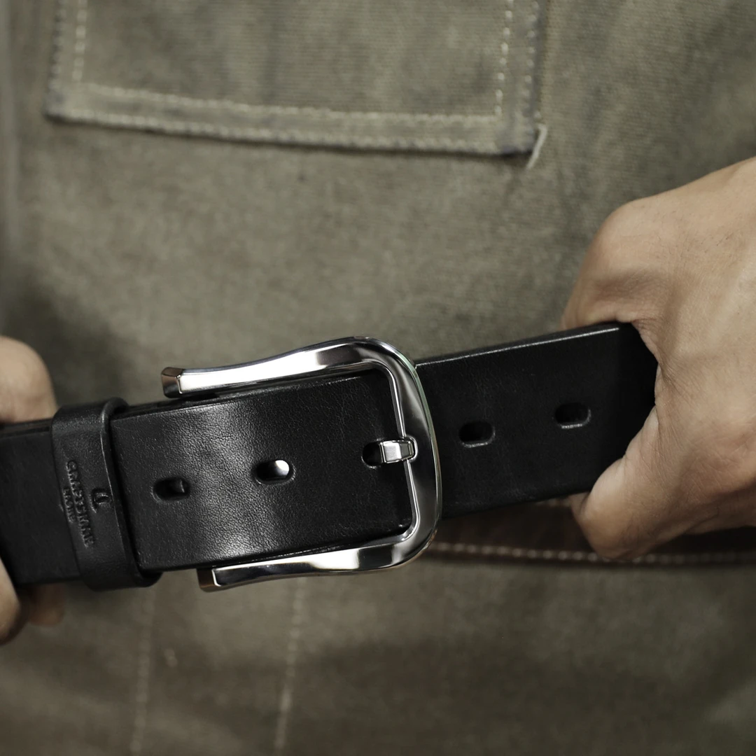 工匠老奴440c不锈钢）CNC切割（5毫米左右厚头层牛皮）男士针扣腰带
