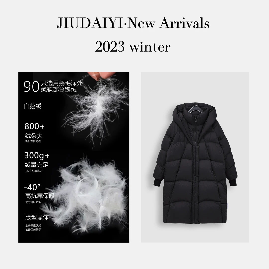玖黛衣【打雪仗】新款韩版连帽高级感纯色白鹅绒羽绒服WTP24217