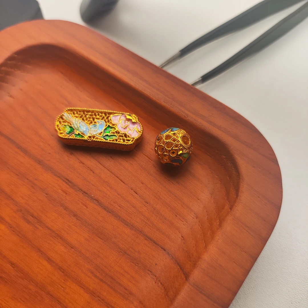 足金999珐琅彩花丝珠