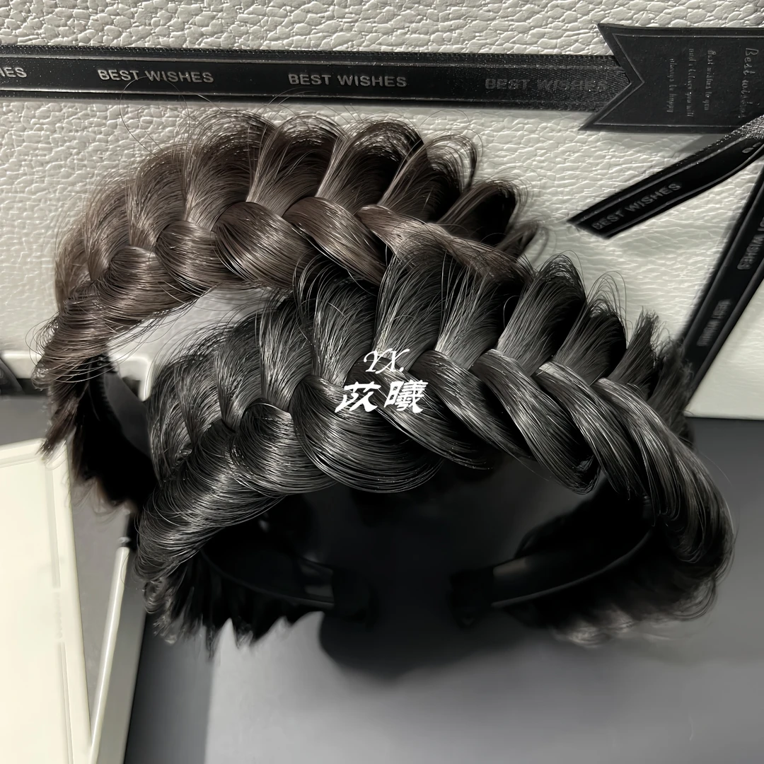 仿真假发鱼骨辫高颅顶发箍假发麻花辫子带齿头箍显发量编发发卡女
