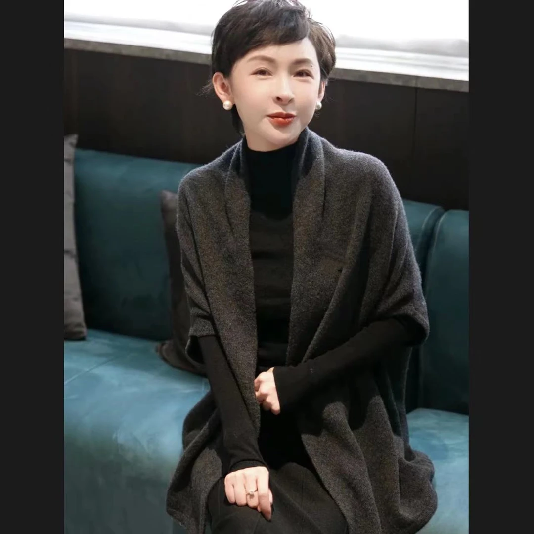 【慵懒氛围】纯羊毛松弛感时尚百搭针织披肩 MG8293
